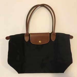 authentic longchamp black small tote